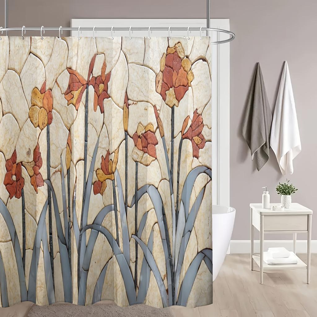 Heavy Duty Shower Curtain With Hooks Waterproof Anti-mold Easy Clean Cute Simple Style For Home Hotel Rental Apartment Bathroom