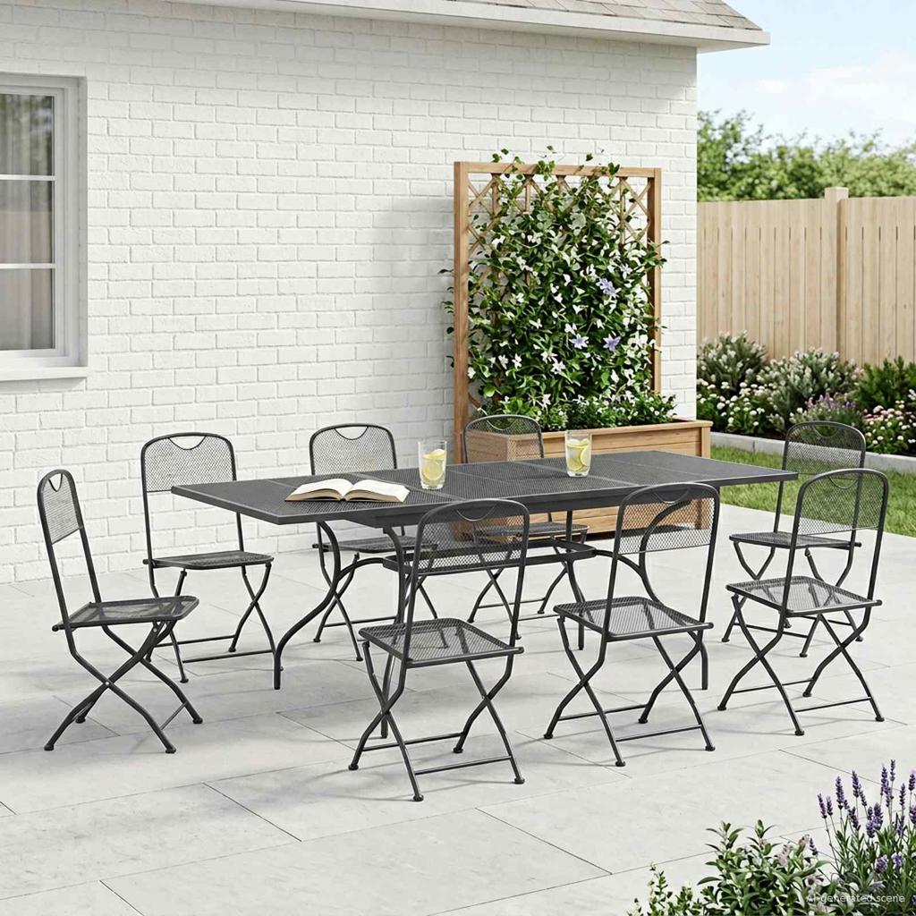 Garden Dining Set 9 pcs Anthracite 212 x 90 x 76 cm