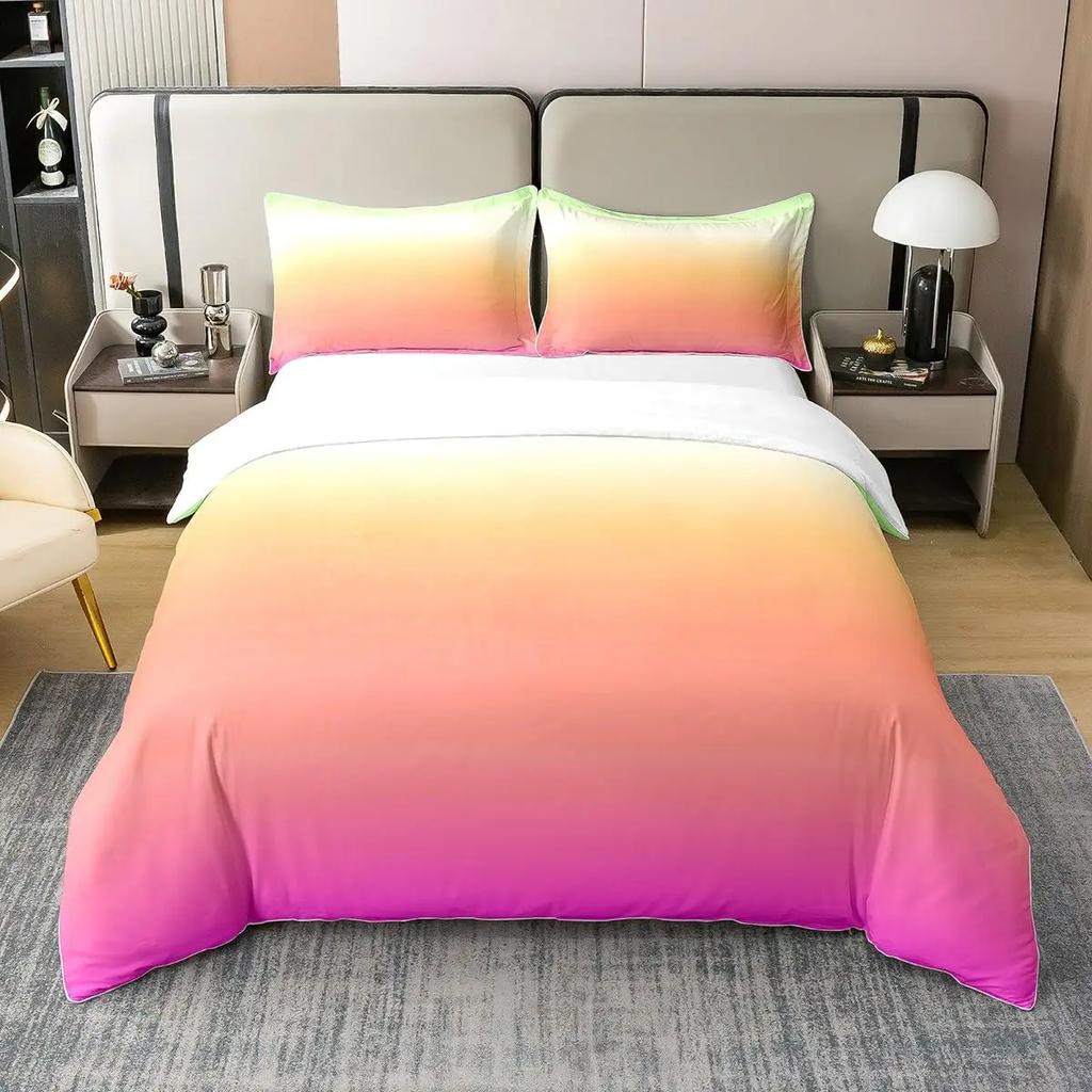 Colorful Gradient Lightweight 3D Printed Bedding Set Cozy Duvet Cover King Queen Twin Size Birthday Gift Kid Adult Bedroom Decor