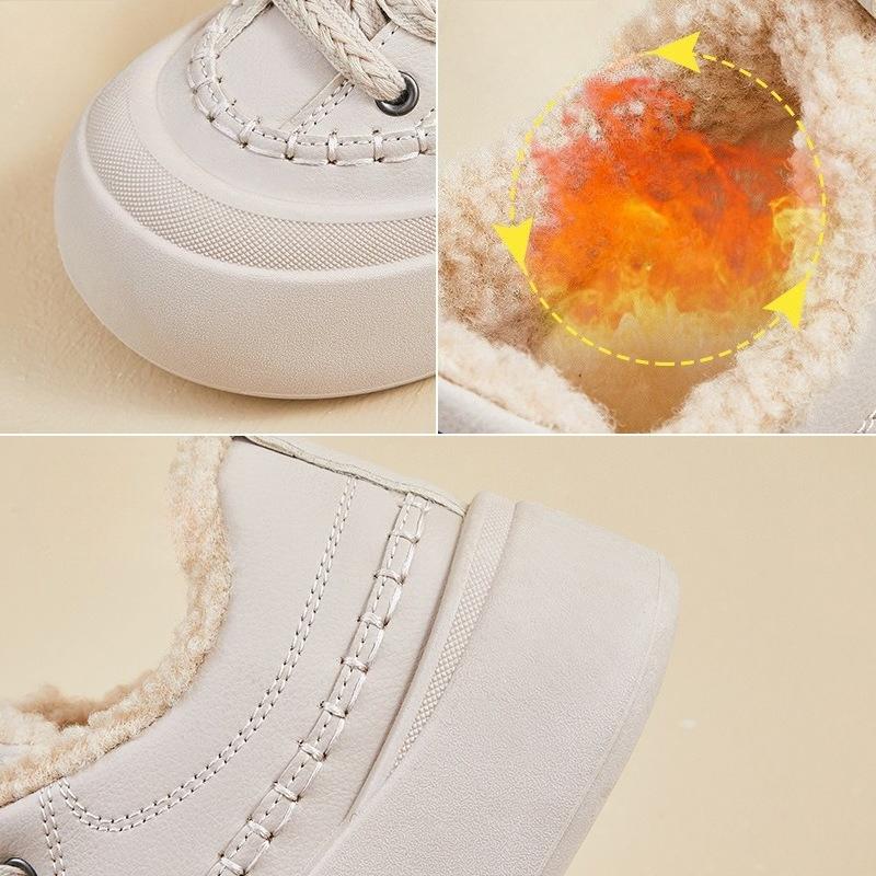Winter Warm Snow Boots for Women Faux Suede Fuzzy Walking Shoes Women's Casual Anti-Slip Comfortable Chunky Platform Short Booties With Faux Fur Lined