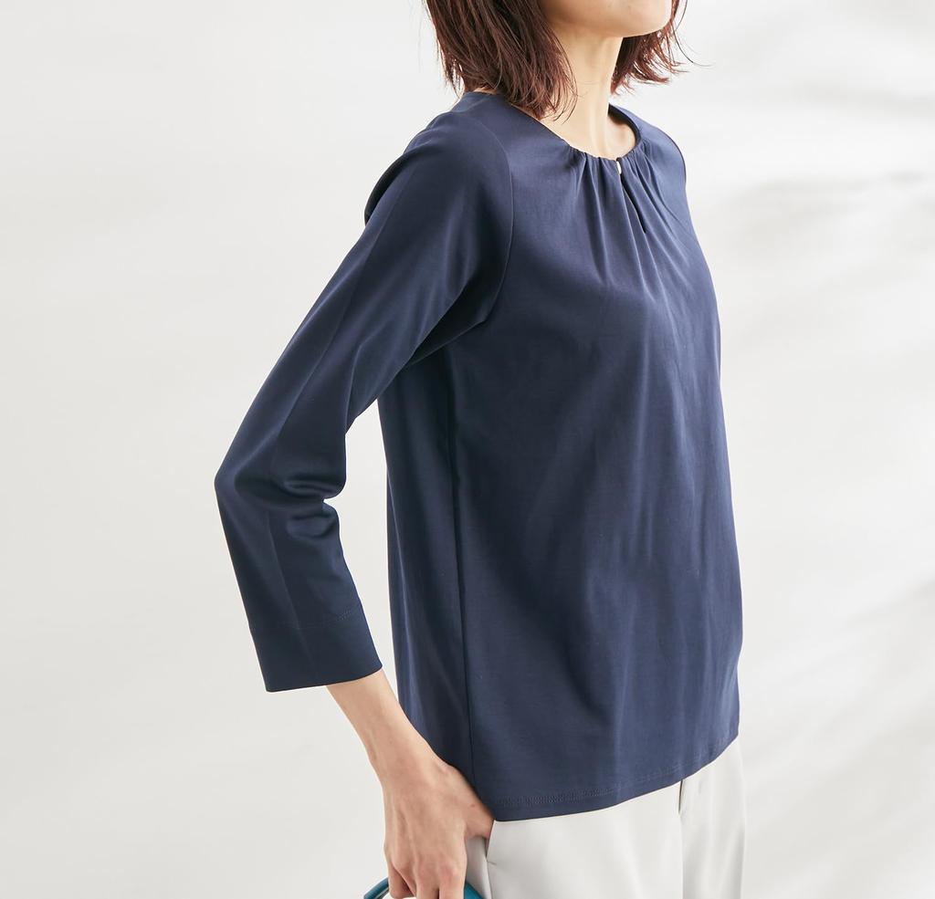 ROPE PICNIC Ponte Navy Size 40 Women's Gold-Patterned Top, (GDM13100),
