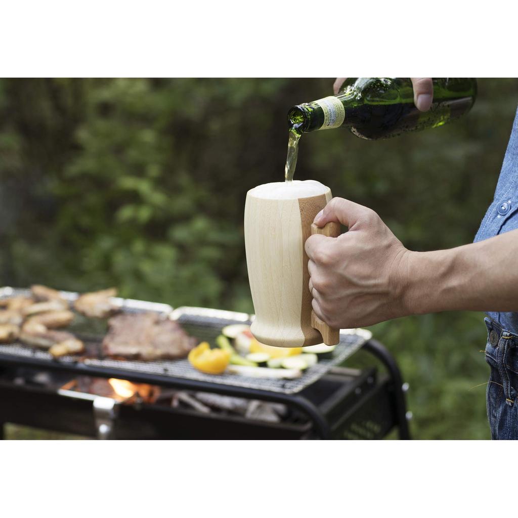 RIVERET Beer Mug Set (Pair), 500ml, Dishwasher Safe, White/Brown, RV-204WB