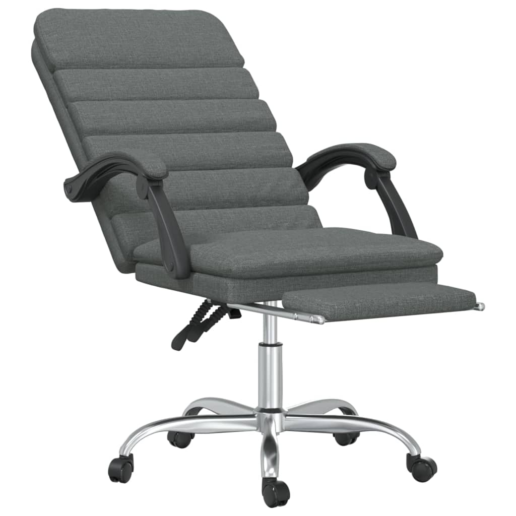 Office Chair with Massage Function Dark Grey Fabric