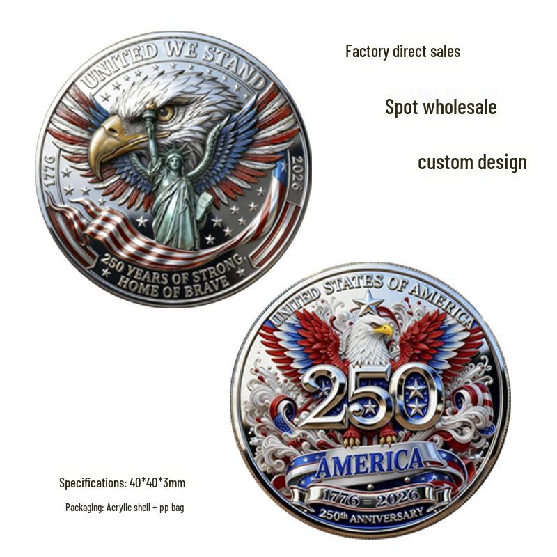 Liberty Coin - American 250th Anniversary Commemorative Edition 40*40*3mm серебряный