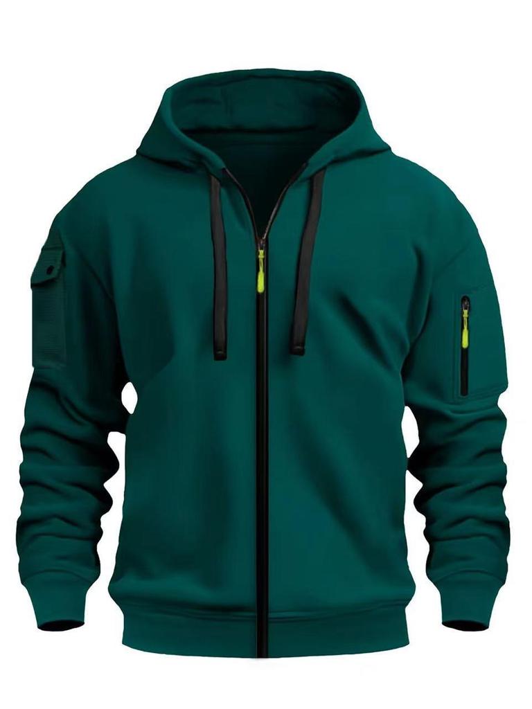 2024 Men's Multi-Pocket Embroidered Zip-Up Hoodie for Spring and Autumn