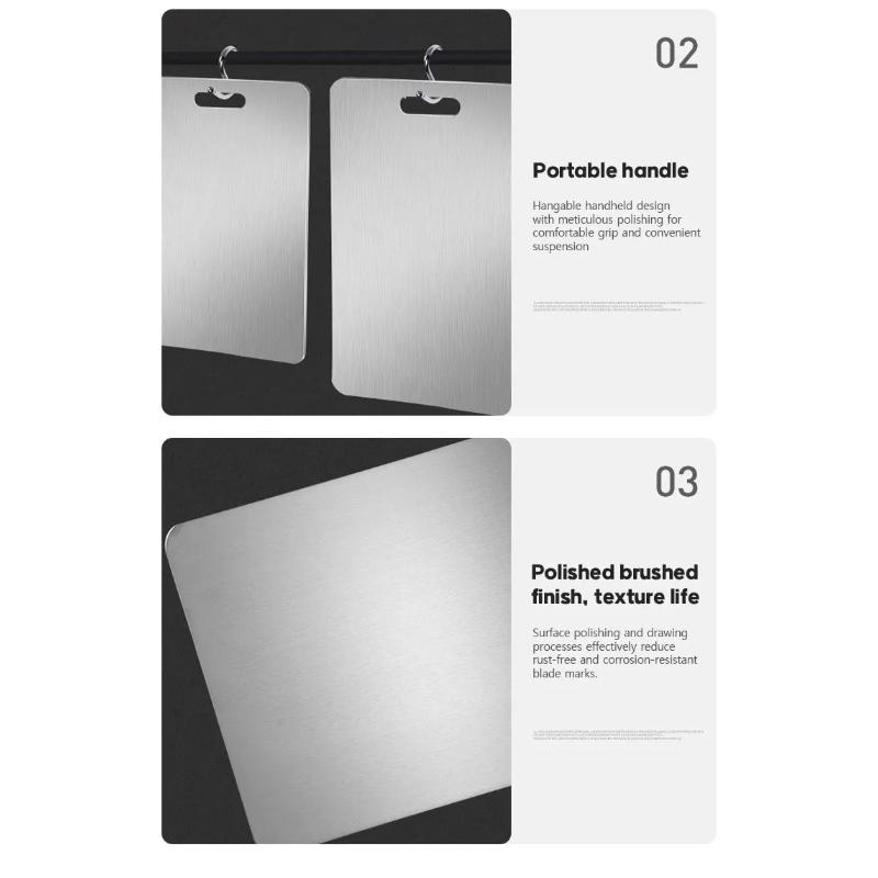 Stainless Steel Cutting Board - Heavy Duty Double-Sided Chopping Board for Meat, Vegetables, Dough Kneading & Kitchen Prep