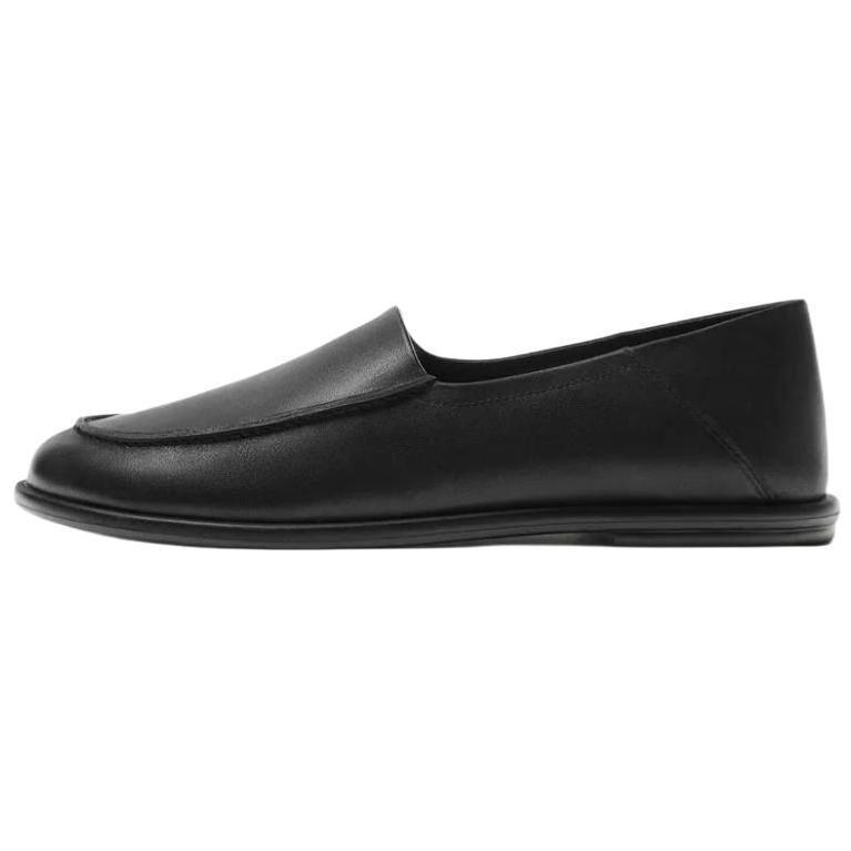 ZARA Leather Lightweight Comfortable Fashion Versatile Soft Slip-On Round Toe Flat Casual Shoes Men sneaker Black 12623520-38