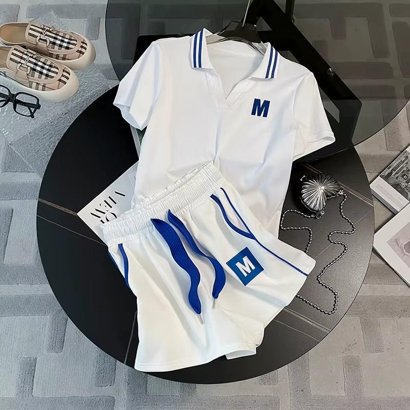 

Белый спортивный комплект для отдыха, женский летний комплект из двух предметов в стиле вестерн, облегающий, модный, с короткими рукавами S белый