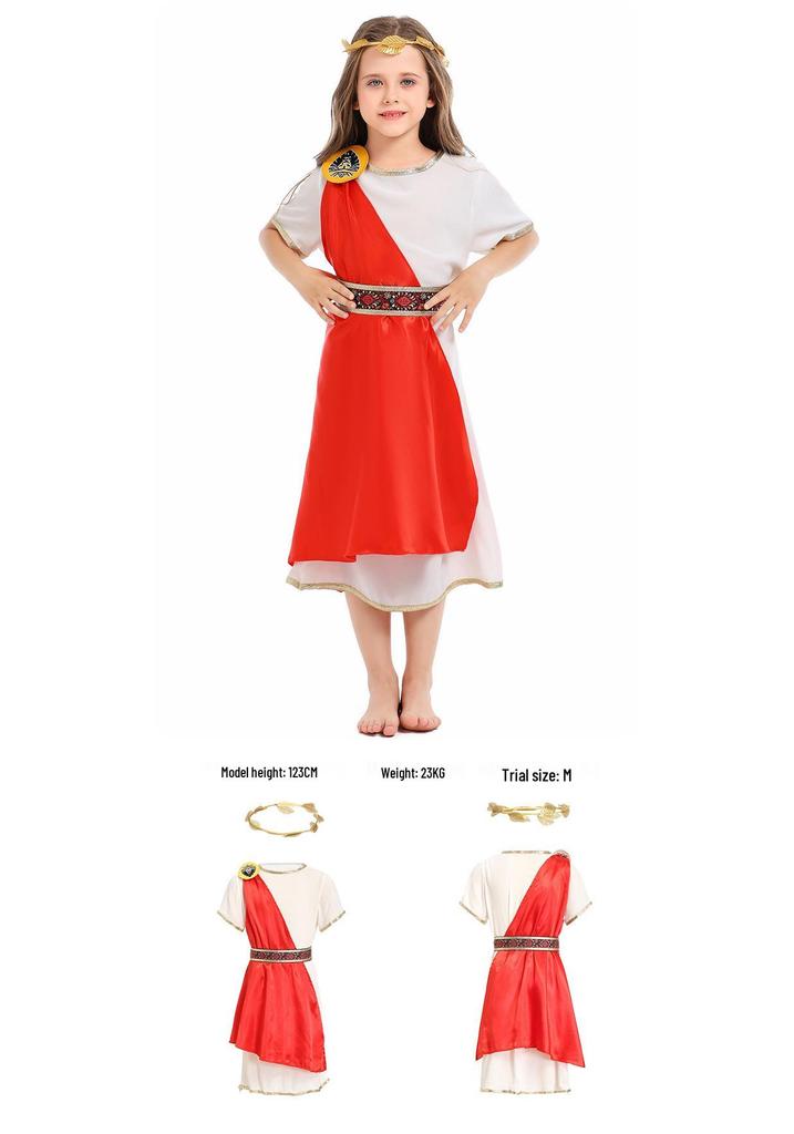 Greek Goddess Child's Dress with Laurel Headdress - Roman Mythology Halloween & Stage Costume