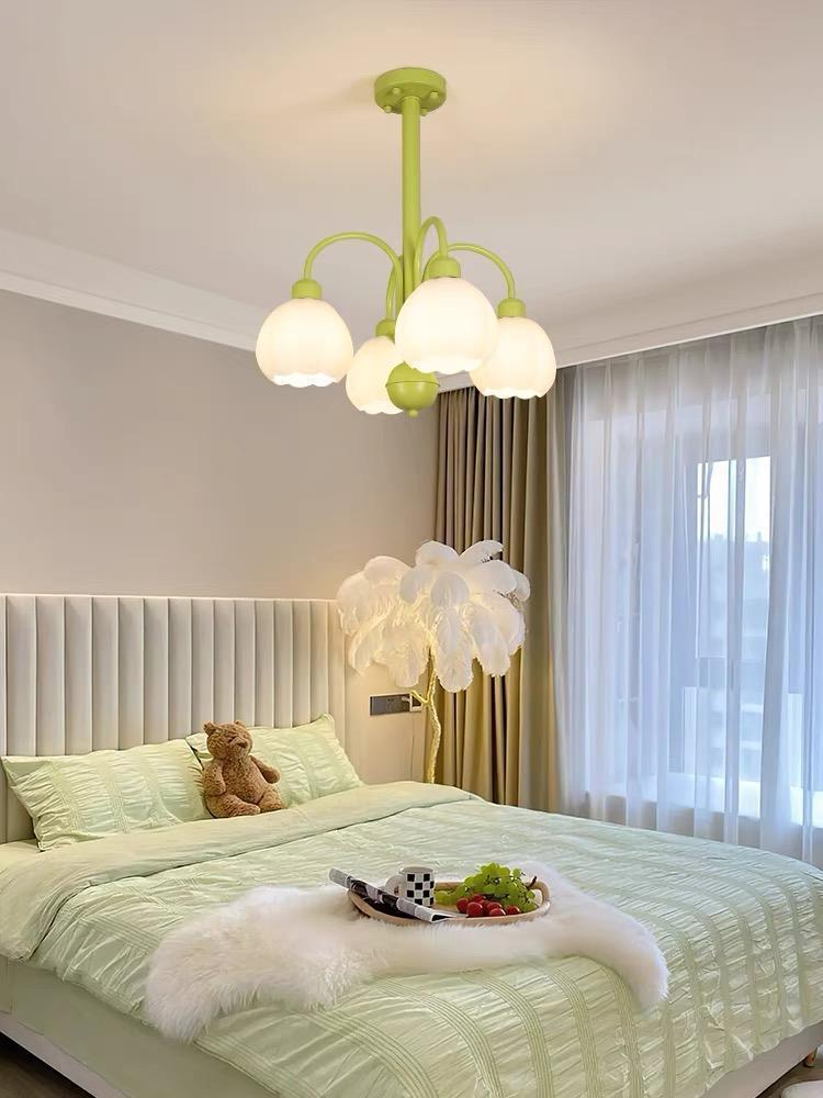 Francuski kremowy żyrandol z dyni: Nowoczesne oświetlenie Mid-Century do salonu, sypialni lub restauracji.