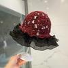 Vintage Hand-Crocheted Thin Cap for Women, Summer Lace Hollow Out Fisherman Hat, Cotton Yarn Ruffled Brim Bucket Hat