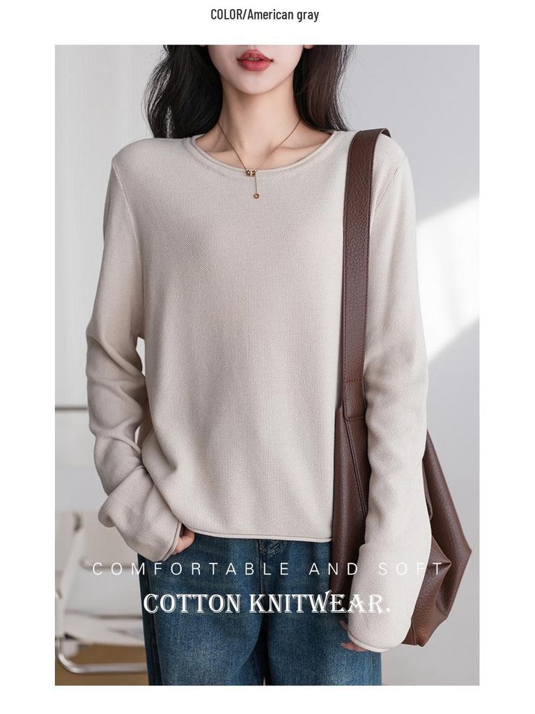 100% Reine Baumwolle Damen Strickpullover - Zart, Hautfreundlich, Lockere Passform, Übergröße, Frühling/Herbst Stil