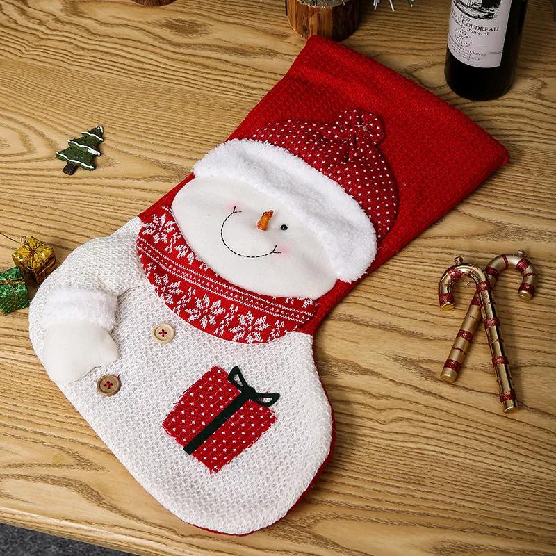 Knitted Christmas Stocking Socks Gift Bag for Elderly Snowman Dress up Candy Bag Gift Bag Christmas Tree Decoration Gift YFA2250