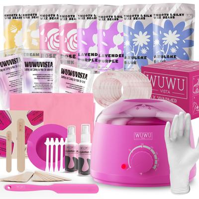 Waxing Kit Perfect Halloween Gift Set, Hair Removal Hard Wax with Wax Warmer,Waxing Beads for Face/Brazilian/Full Body/Bikini/Sensitive Skin