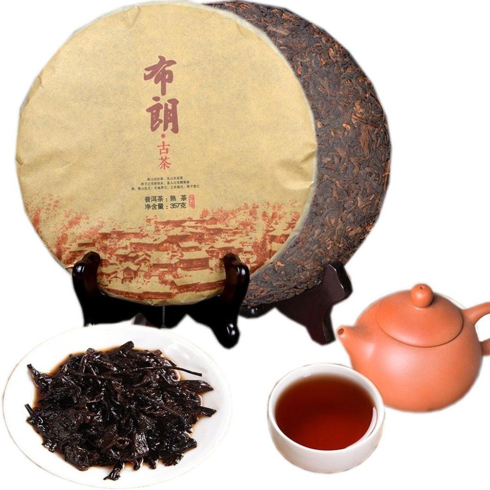 357g Menghai Ripe Pu er Tea Cake, Premium Aged Ancient Tree Pu-erh, Rich Mellow Flavor