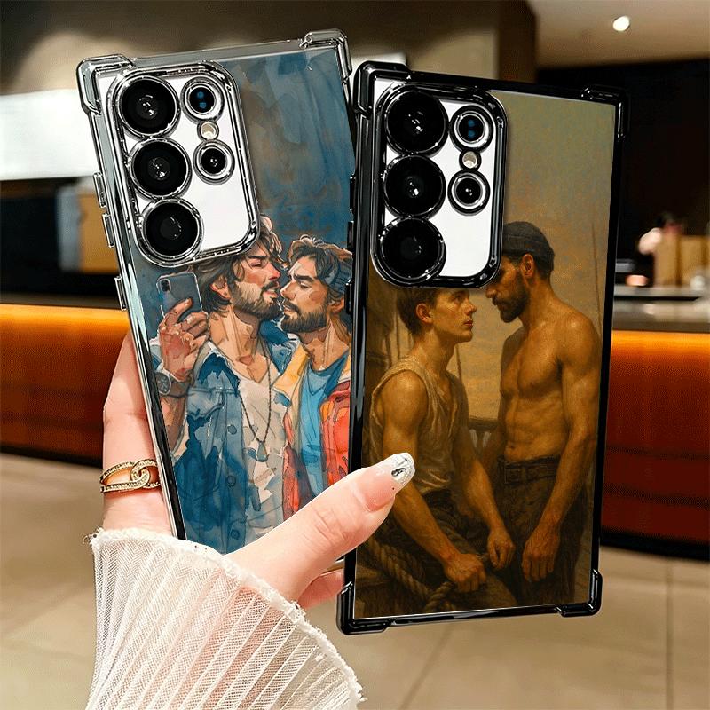 Muscle Man Gay Fitness Soft Phone Case For Samsung Galaxy S26 Ultra S25 Edge S24 FE S23 Plus S22 S21 + S20 Plating Anti-Fall Fun