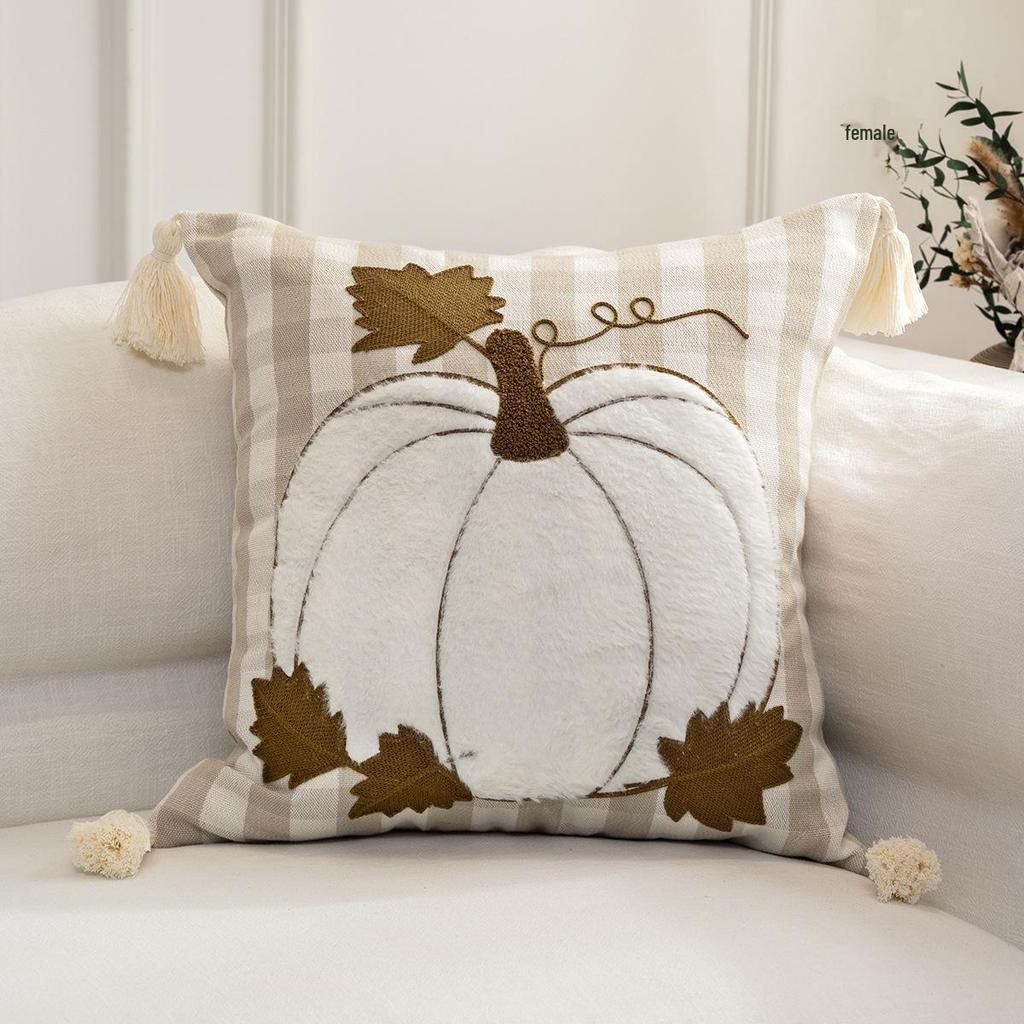 Autumn Maple Leaf Pumpkin Pillowcase for Thanksgiving & Halloween Decor