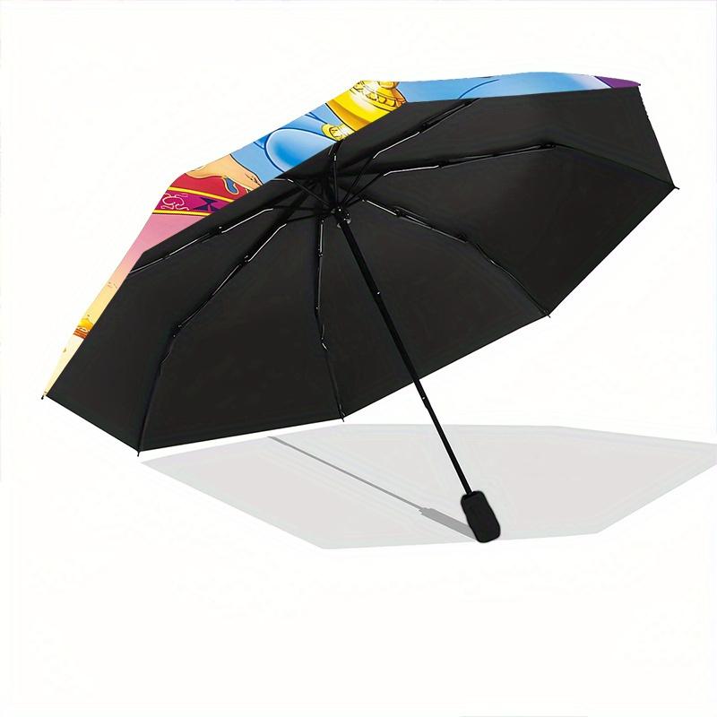 Aladdin and the Genie Cartoon Umbrella, Portable 3-Fold Compact Umbrella, Suitable for Camping, Hiking and Travel, Ideal Easter Birthday Gif