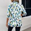 Women's Fashion Casual Lapel Short 3/4 Sleeve Print Shirt Women's V-Neck Button Tops