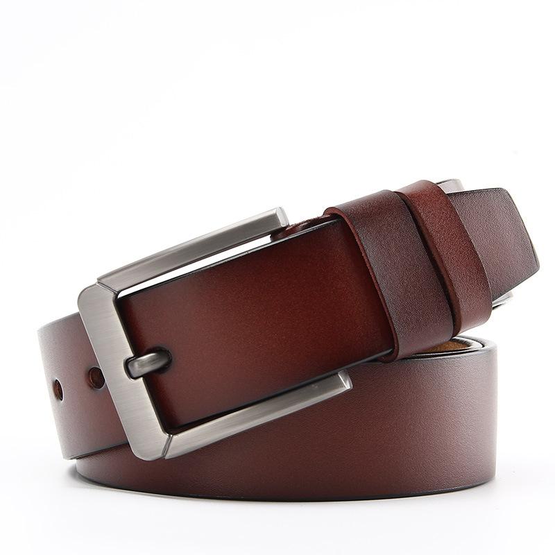 Men's Antique Real Yellow Cowhide Whole Sheet Two-layer Leather Belt Fashionable Pin Buckle Men's Korean Style Versatile Trousers Belt