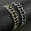 Heren Titanium Staal Punk Rock Fietsarmband Met Kettingontwerp Geometrische Stijl Biker Veiligheidsuitrusting