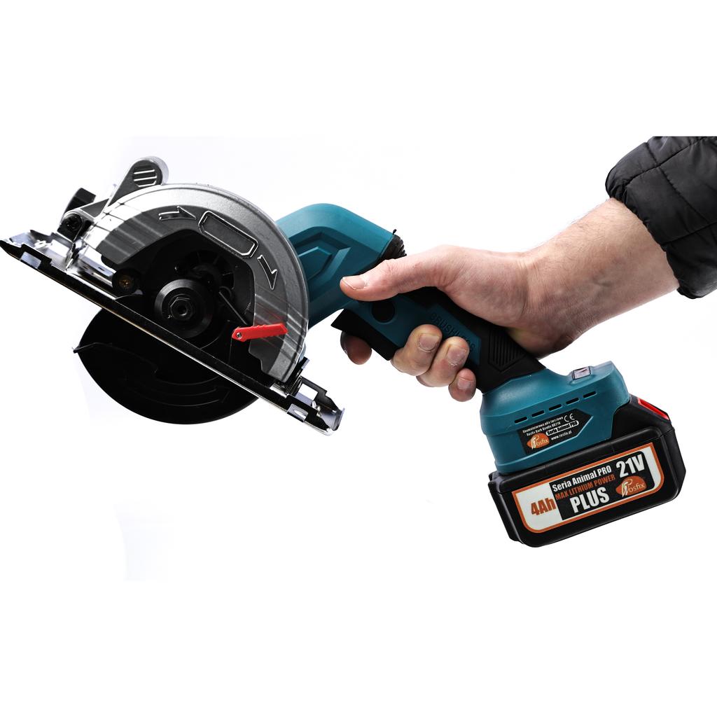 Rosfix Akumulatorowa Piła Tarczowa Bark Beetle BB21V – Bezprzewodowa Mobilność | 2 Akumulatory 4Ah | Silnik Bezszczotkowy