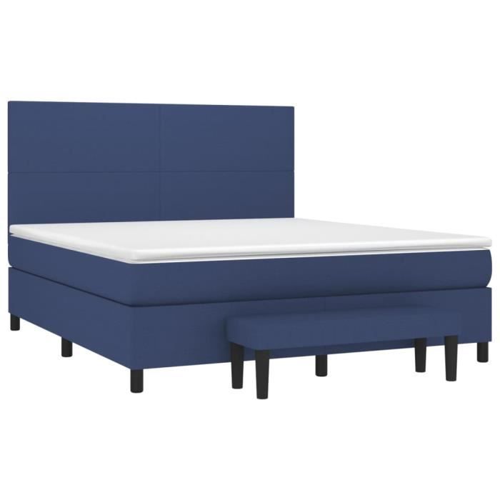 3136451 vidaXL Lit à sommier tapissier avec matelas Bleu 160x200 cm Tissu
