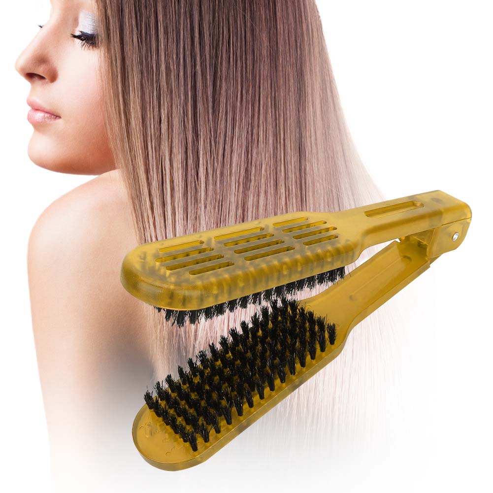 Hair Straightening Plywood Comb Straightener Styling Comb Hairdressing Tool (Purple)