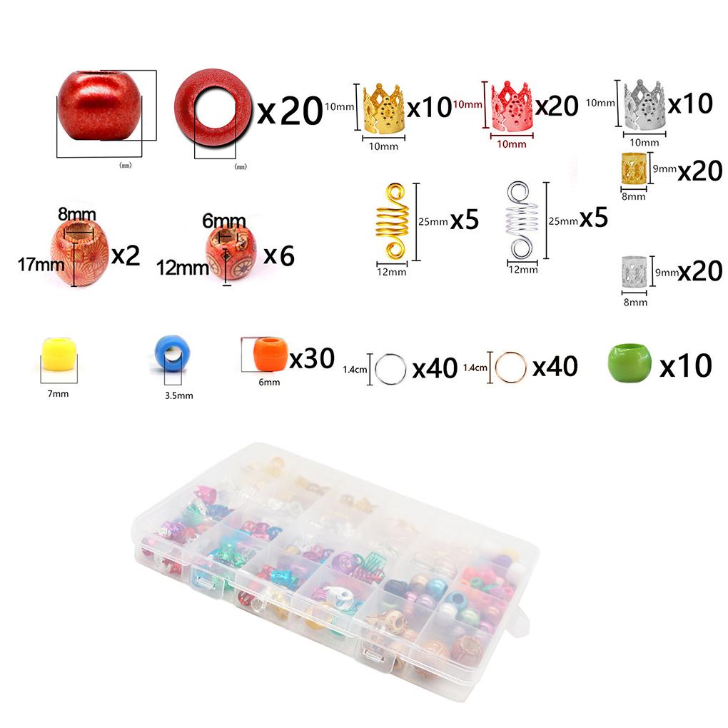 238Pcs Decorative Dreadlock Braid Cuffs Beads Rings Hair Accessories