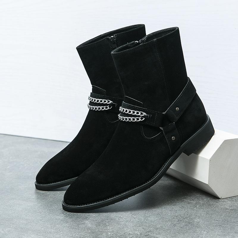 Autumn and Winter Large Size Short Boots Men's Fashion Western Cowboy Boots Foreign Trade British Style Zipper Matte Men's Leather Boots