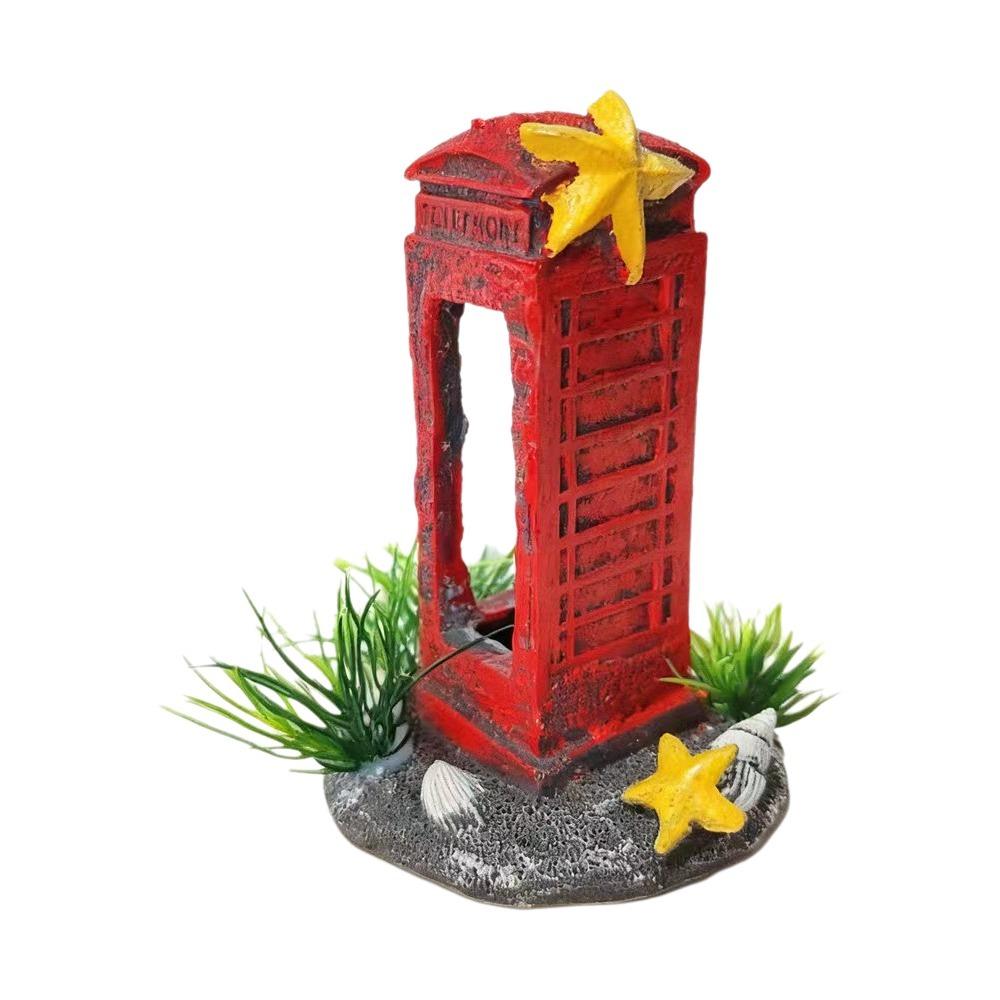 

Natural Look Fish Tank Decoration Simulation Telephone Booth Decoration Underwater Landscape Style A