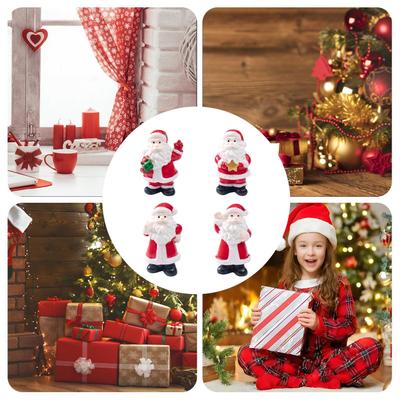 Miniature Christmas Figurines Resin Tiny Santa Claus Statue Resin Christmas Miniature Statue For New Year Holiday Home Garden