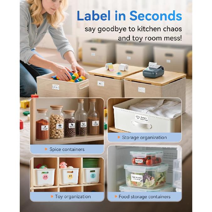 NIIMBOT B1 Label Maker Machine with Tape, Thermal Label Printer Easy To Use for Office, Home, Business, Came with One Roll White Label(2'' X1.18'')