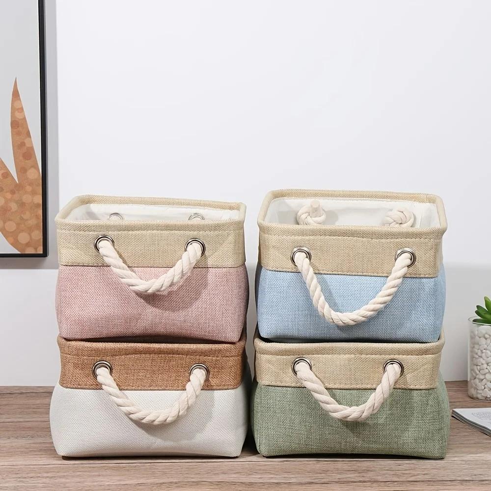 1 Stück Moderne faltbare Aufbewahrungskorb mit Seilverschluss - Robuste Organizer-Box für Kleidung, Spielzeug, Socken
