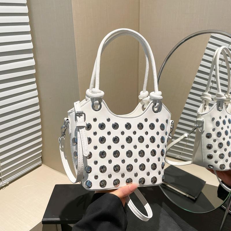 Rivet Shoulder Bags American Style PU Leather Tote Bag Large Capacity Commuting Handbag Messenger Causal Crossbody Commuter Bag