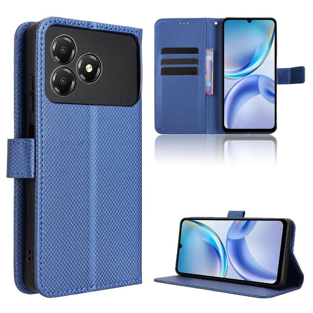 For ZTE Blade A36 Leather Wallet Case with Strap Diamond Texture Phone Cover