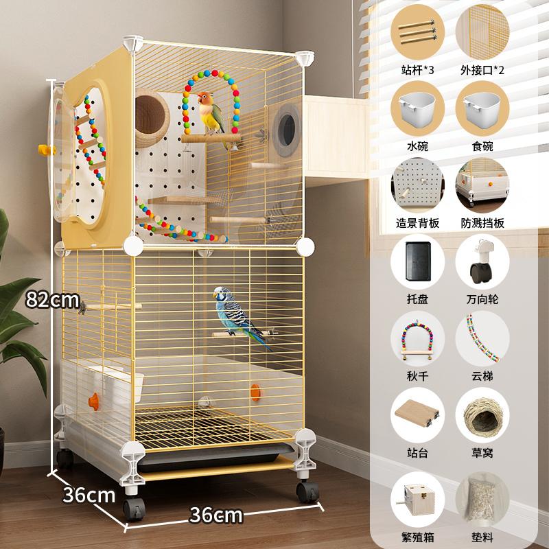 Gaiola Grande para Pássaros Papagaios com Design Anti-Espalhamento para Calopsitas e Periquitos, Aviário de Luxo para Periquitos Casa de Voo Premium para Animais de Estimação