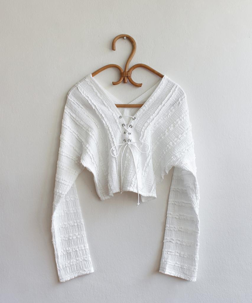 RUBATI Frill Lace Eyelet Top_Ivory