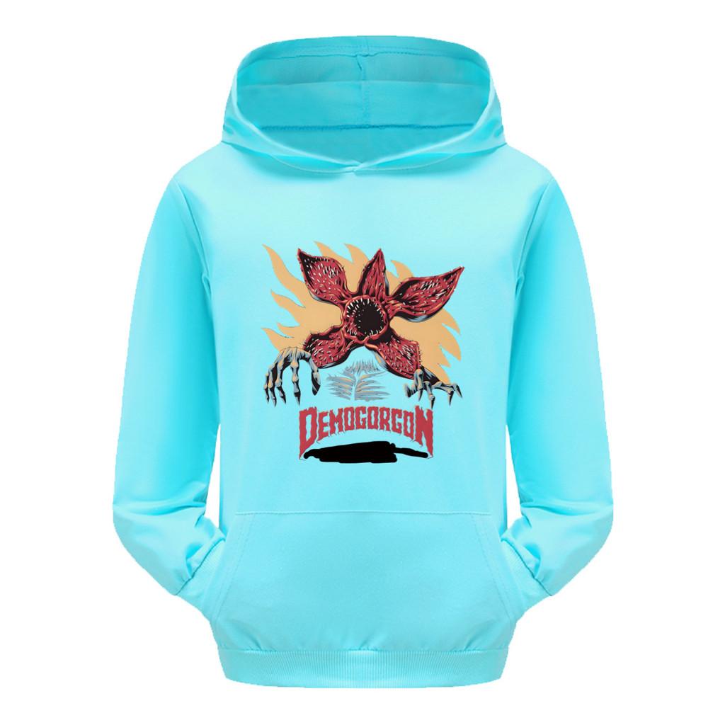5385 Kinder Jungen Mädchen Stranger Aufdruck Lässiger Langarm-Hoodie Top