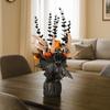Simulated Flowers Artificial Eucalyptus Leaves Vase 42cm Handmade Artificial Pumpkin Bouquet Black/Orange Autumn Branches