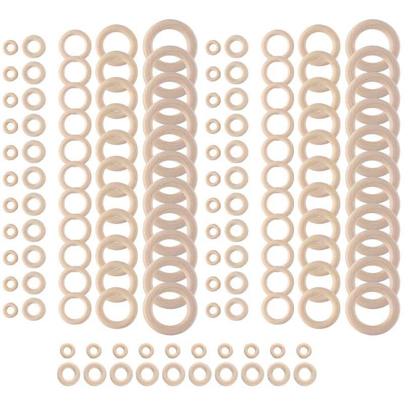 M-Modern-120Pcs Natural Wood Rings Set, Unfinished Macrame Wooden Ring, Wood Circles For DIY Craft, Ring Pendant Jewelry Making