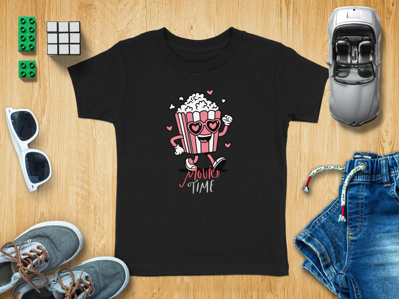Kids Popcorn T-Shirt, Movie Time Graphic Tee, Cinema Lover Apparel 3XL