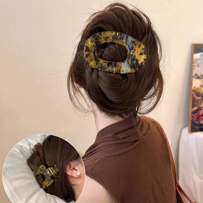 Amber Flat Oval Acetic Acid Hair Clips for Women Korean Large High-End Spring Duckbill Clip Hair Volume Multiple Accessory