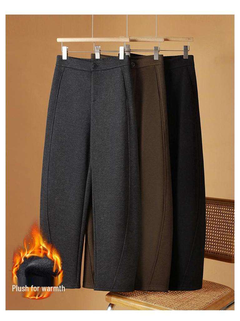 Wool Sickle 2025 Fleece-Lined Plus Size Slimming Women's Pants for Autumn/Winter