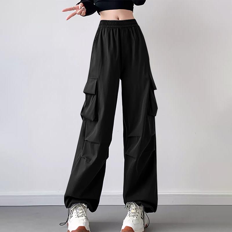 

Женские летние прямые брюки-карго ZANZEA с эластичным поясом и принтом на карманах M