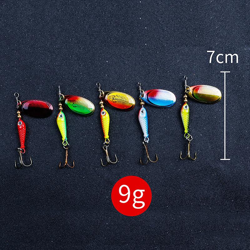 Fishing Spinner Bait 9G Spoon Lure Metal Baits Treble Hook Artificial Fish Wobbler Feeder Carp Spinnerbait