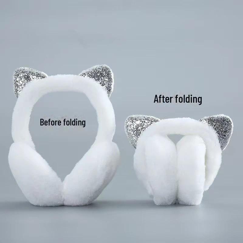 Dámské skládací korejské chlupaté náušníky vysoké hodnoty pro ochranu proti chladu na podzim a v zimě