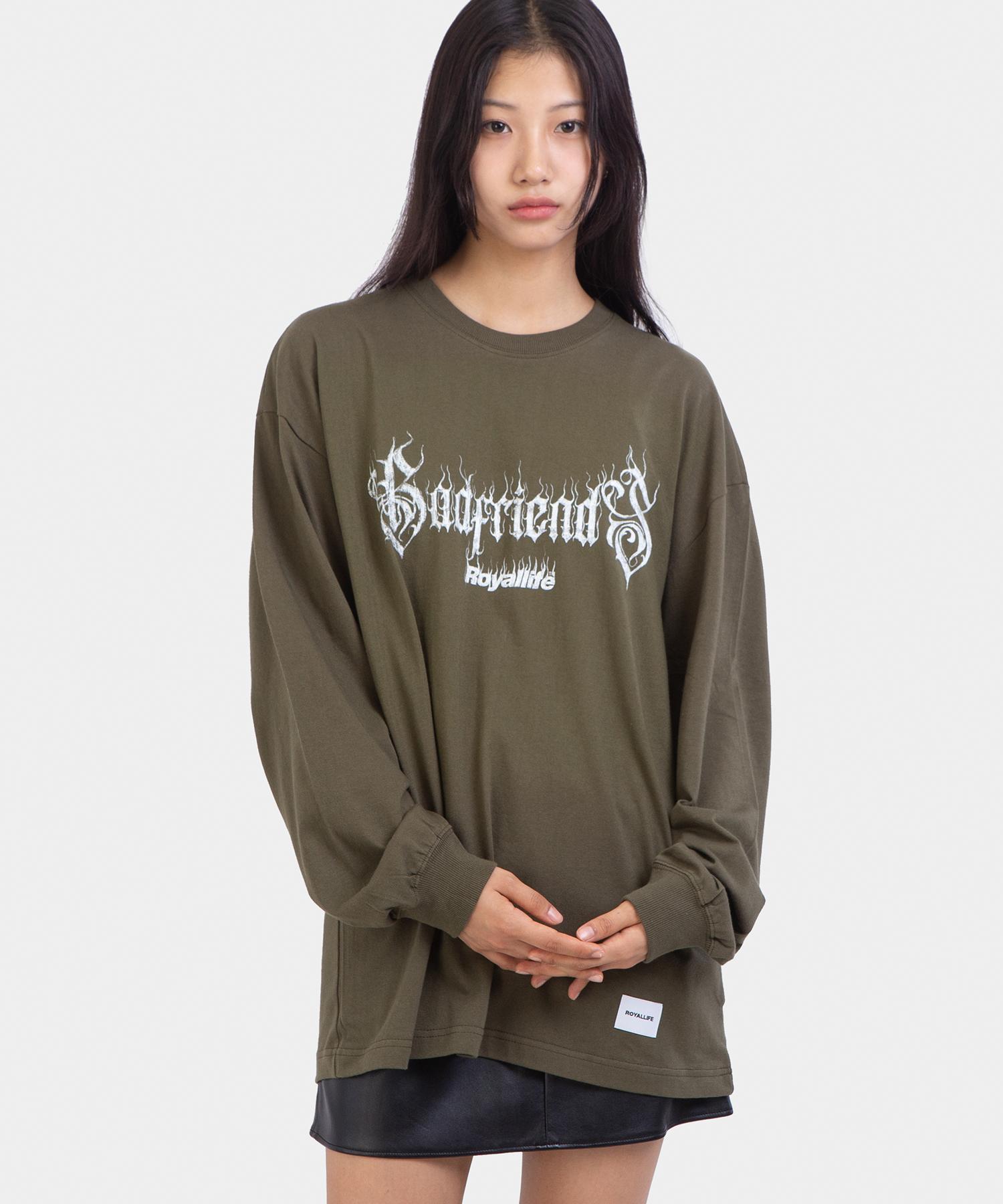 Royal Life Rllr3008 Hand-Drawn Smoke Logo Long Sleeve - Olive Olive/M