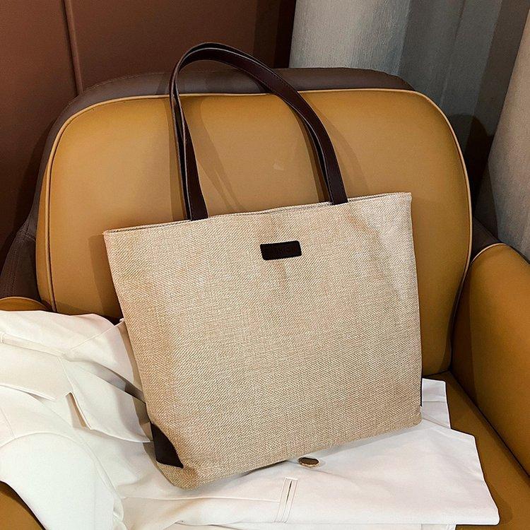 Autumn new large-capacity cotton and linen handbags popular versatile shoulder bags casual women's bags commuter bags
