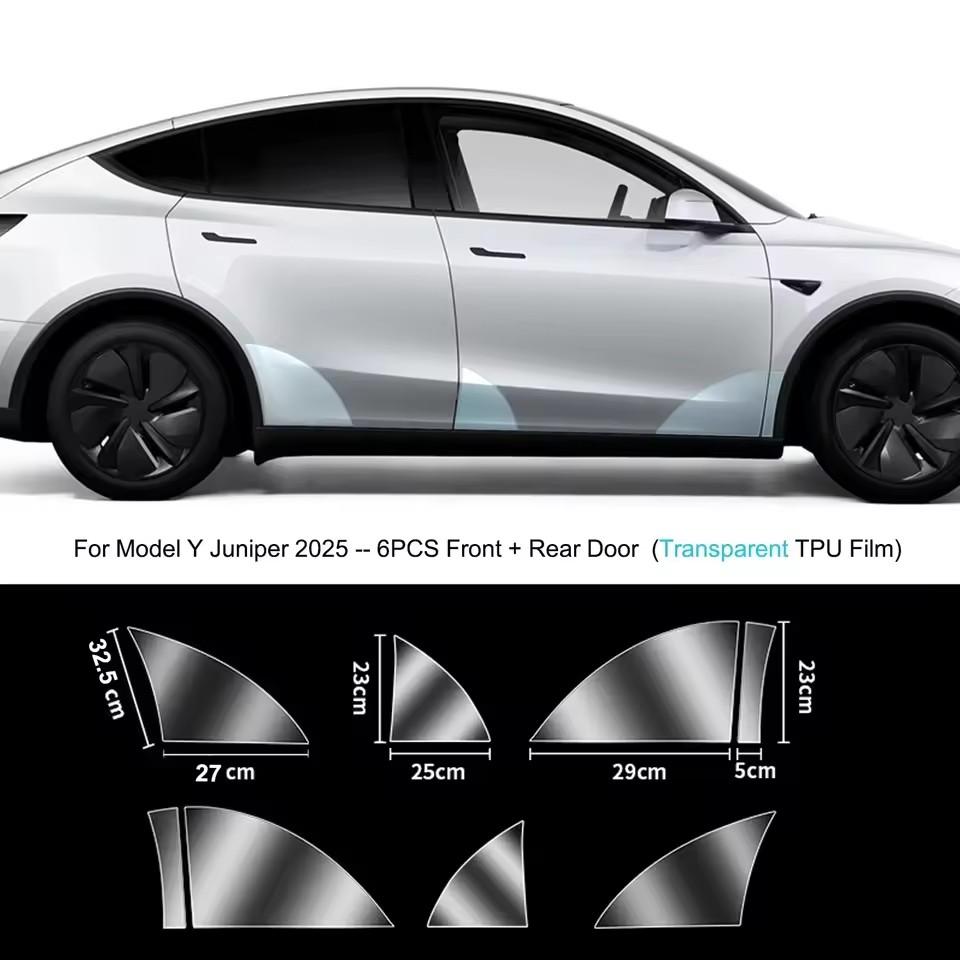 Fit Tesla Model Y Juniper 2025 Front Door Corner Anti-Scratch Film Rear Door Protective Films Invisible Car Clothing TPU Film